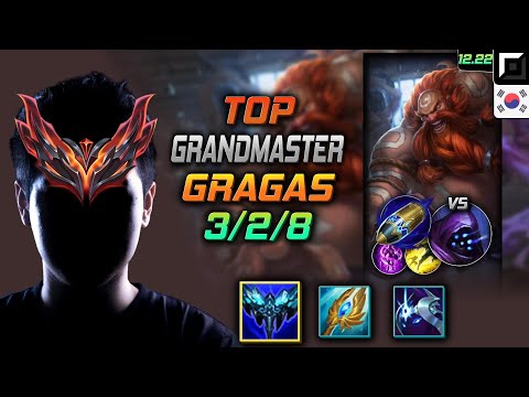 GrandMaster Top Gragas Build Everfrost First Strike - Gragas Top vs Jax - LOL KR 12.22