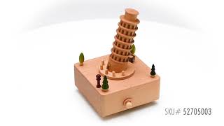 JT-52705003: Animated 18 Note Musical Wooden Leaning Tower of Pisa Keepsake