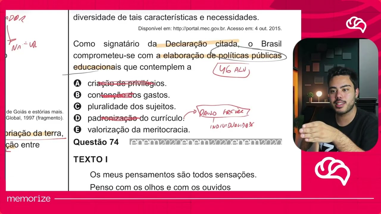 Resolução em Vídeo — Questão 73 ENEM 2020