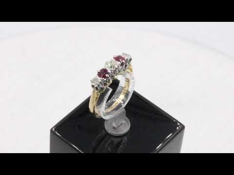 18ct Gold Diamond 0.15ct Ruby Half Eternity Style Size J 3g Ring - 0355051