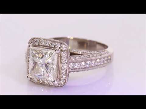 5.72 ctw Diamond Engagement Ring - Princess Cut H SI1 | BigDiamondsUSA