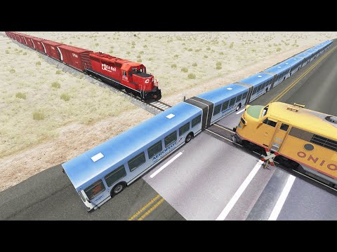 Long Articulated Bus Accident on Rail #35 - Beamng.Drive | Dancing Cars