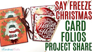Christmas Card Trifold Card Folio from 12x12 Paper Pads, Using up Say Freeze 12x12 Paper & Cutaparts