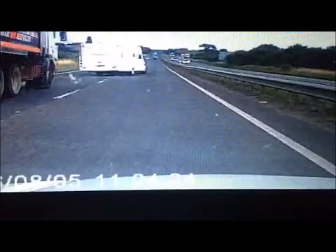 Dashcam footage shows caravan nearly losing control on A47 in Norfolk