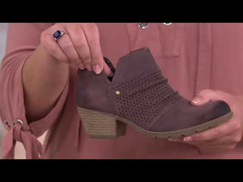 Earth Origins Suede Booties w/ Perforated Ruching - Amanda on QVC