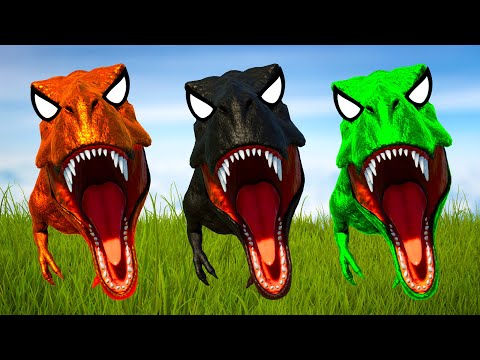 T-REX COLOR PACK vs CARNOTAURUS vs INDOMINUS REX vs SPINOSAURUS - Jurassic World Evolution