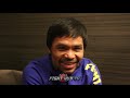 PACQUIAO ASKED IF HE'D LIKE TO KO BRONER IN 1 "YEAH WHY NOT!?" THEN LAUGHS