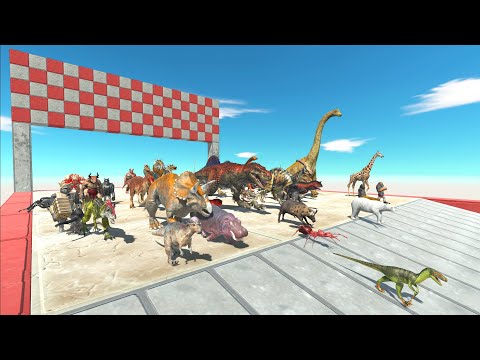 Champions SPEED RACE SLIDE STAIR DINOSAURS VS OTHER UNIT To Get Home -Animal Revolt Battle Simulator