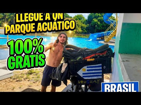 Llego a un parque acuático en bicicleta desde URUGUAY