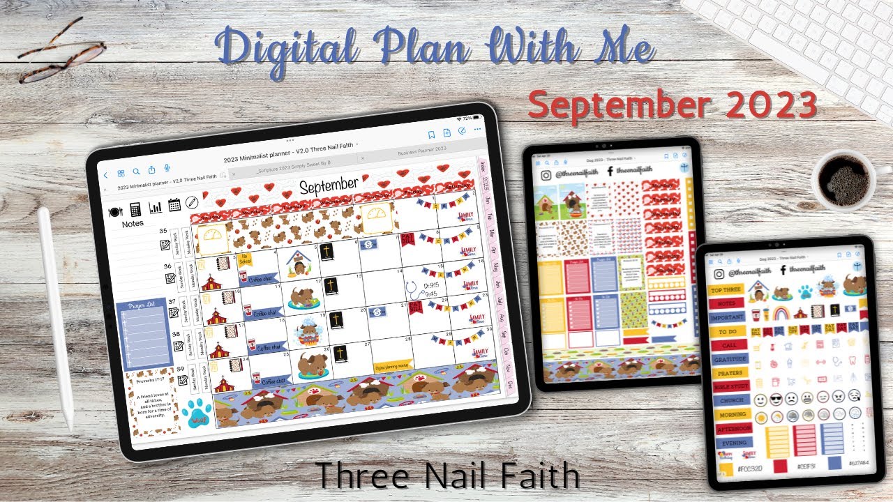 Digital Plan With Me September  2023 | Dog Theme Digital Stickers | GoodNotes Tips | iPad