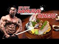 Japanese samurai eat yakitori and sashimi! 日本の侍が焼鳥と刺身を喰らう!
