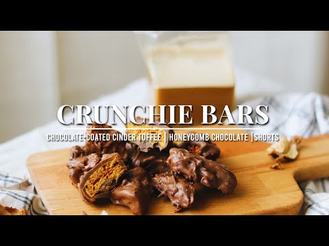 Homemade Cadbury CRUNCHIE Bars | Chocolate coated Cinder Toffee | Honeycomb Chocolate | #Shorts