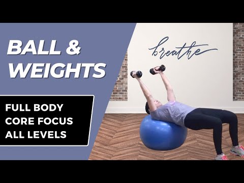 30 minute Stability Ball  Yoga Ball Workout with Dumbbells