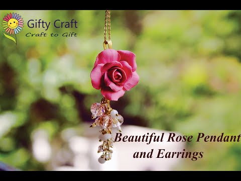 How to make Rose with clay | Polymer Clay Rose Pendant And Earrings | Realistic Rose | Clay Art