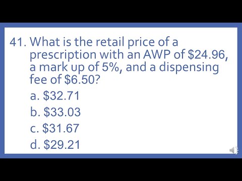 PTCB PTCE Practice Test Question 41 - Drug Retail Price Calculation with AWP (CPhT Tech Test Prep)