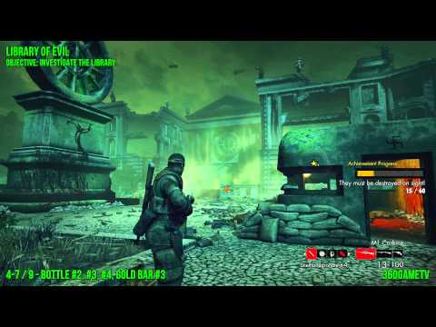 Zombie Army Trilogy - Library of Evil - All Gold Bars and Bottles Collectible Locations