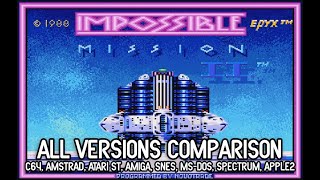 Impossible Mission 2 comparison / C64, Amstrad, Spectrum, Atari ST, Amiga, SNES, Apple II, MS-DOS