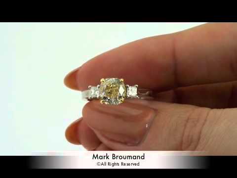 1.93ct Fancy Yellow Cushion Cut Diamond Engagement Anniversary Ring-Mark Broumand