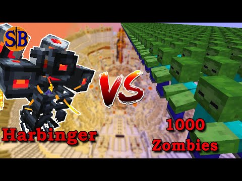 Harbinger vs 1000 zombies | Minecraft Mob Battle