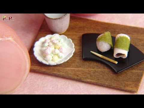 Miniature Japanese food (Sakura-mochi,Hina-arare) DIY - Petit Palm