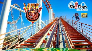 2024 Viper Roller Coaster On Ride Front Seat 4K POV Six Flags Magic Mountain