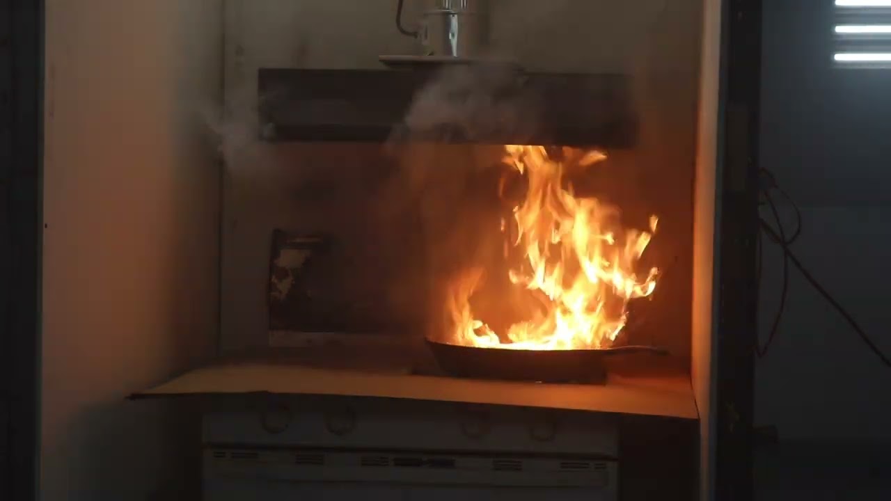 FireBot 13 Inch Cooking Pan at 17 Inch Height Splash Test