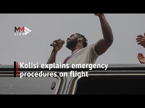 A captain on the field and off Siya Kolisi explains emergency procedures on flight