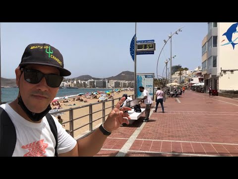 GRAN CANARIA: LAS PALMAS, LAS CANTERAS beach, promenade with 32ºC June 11, 2021