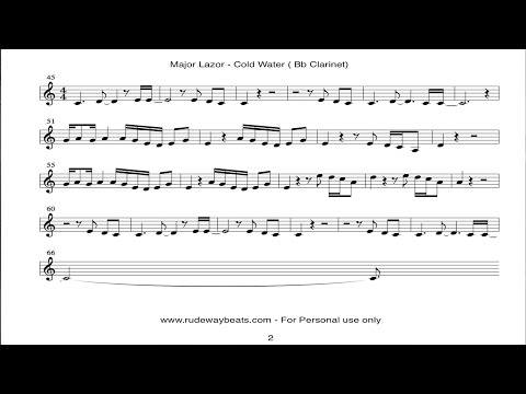 Major Lazer ft. Justin Bieber - Cold Water - Cover 🎼 Bb Clarinet notes