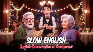 English Conversation at a Restaurant | Slow English Listening | Easy English for Beginners