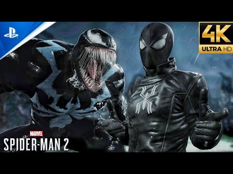 Black Last Stand Suit vs Venom Boss Fight (Ultimate Difficulty) - Spider-Man 2 PS5 (4K)