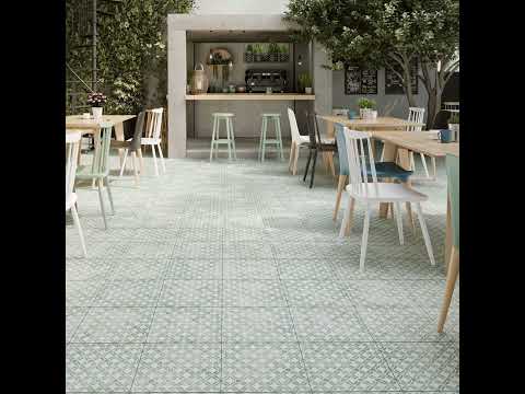 Carrelage extérieur effet carreaux ciment Fragment Menthe R11 14 mm 32,9x32,9 cm