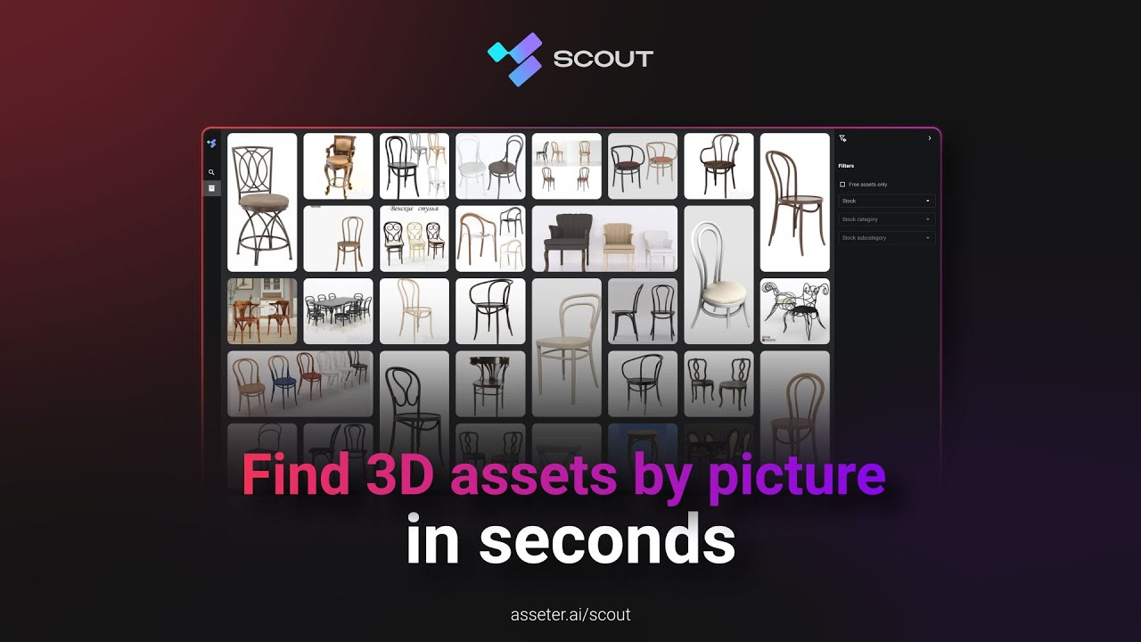 Introducing Scout - Free AI-powered tool for searching assets by picture across 3D stocks.