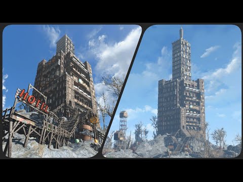 I Built a CRAZY Raider Hotel in FALLOUT 4! Maddest and Wickedest Settlement Tours Out There!