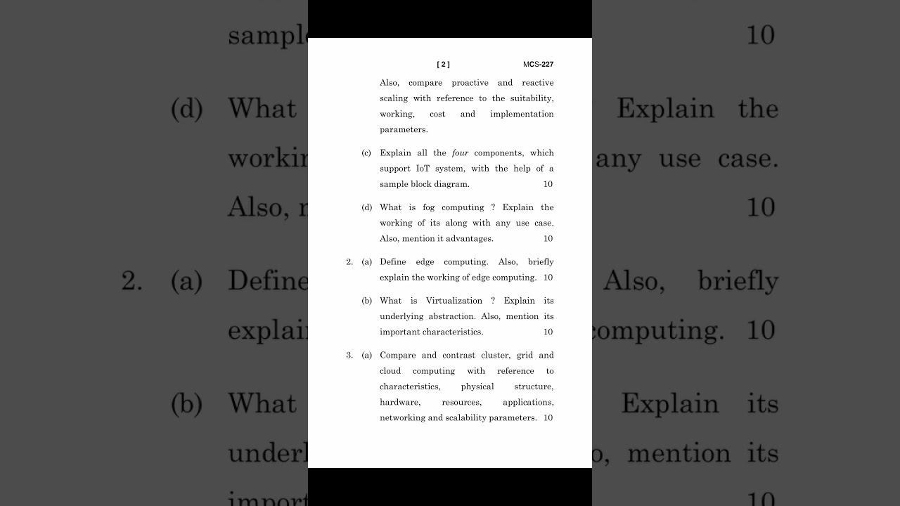 #Shorts MCS-227 JUNE 2023 Question Paper (Cloud Computing and IoT)