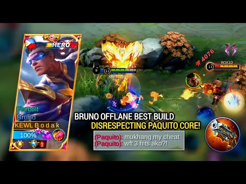 BRUNO OFFLANE BEST BUILD (disrespecting paquito core) | BRUNO BEST BUILD AND EMBLEM MLBB