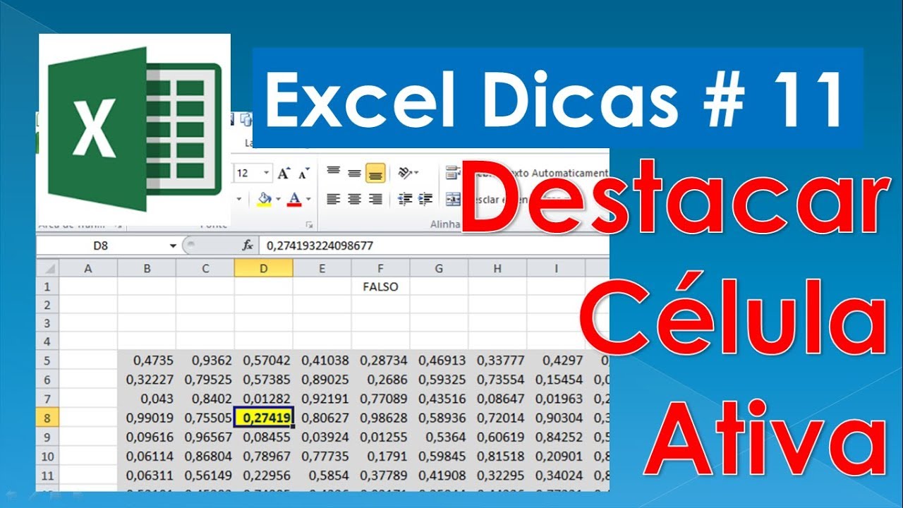 Destacar célula ativa Excel