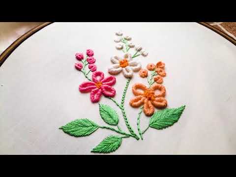 Hand embroidery bullion knot stitch variation