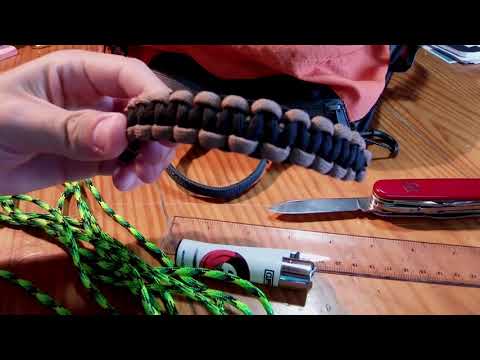 How to wrap a backpack handle with paracord ( tutorial Cobra stitch )