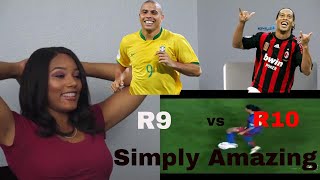 Clueless new American football fan reacts to R10 (Ronaldinho) R9 (Ronaldo) ● Skills Battle