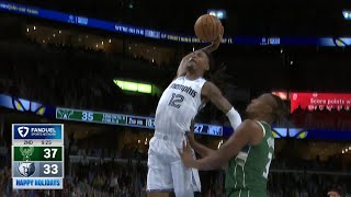 Ja Morant ATTACKS the Rim for a Dunk Over Myles Turner