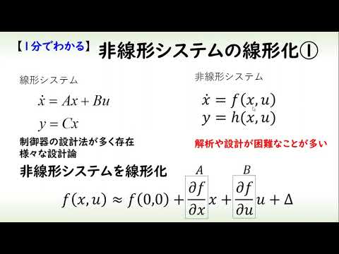 機械システム工学科 [制御] 非線形システムの線形化 part 1 近似線形化（１分でわかるシステム制御理論#18）