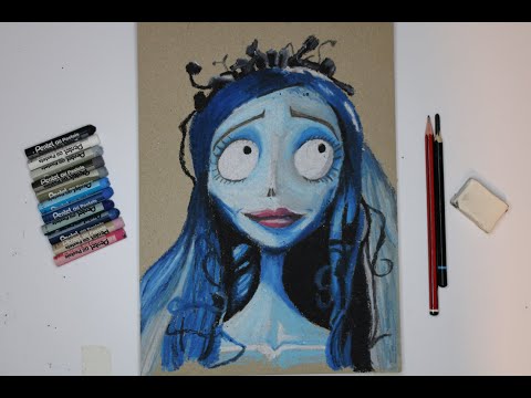 How to Draw The Corpse Bride | Oil Pastel