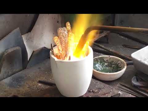 Melting sterling silverware into silver Ingot Bar!