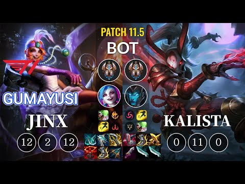 T1 Gumayusi Jinx vs Kalista Bot - KR Patch 11.5