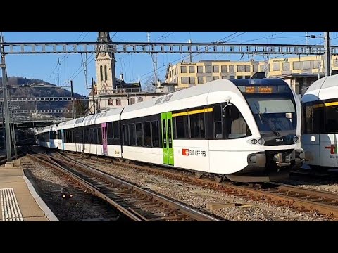 Dreifachtraktion RABe 526 THURBO GTW abfahrt in St. Gallen