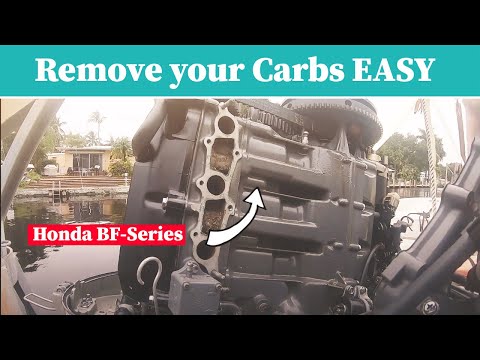Honda BF50 4 stroke OUTBOARD MOTOR Carb Removal in 5 Minutes