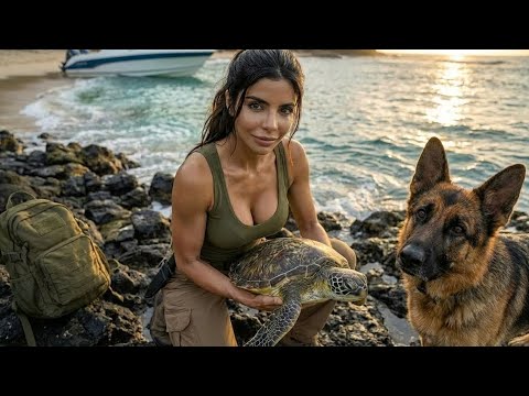 Deserted Island Survival - Woman & Dog Explore Paradise, Rescue Animals & Build Shelter