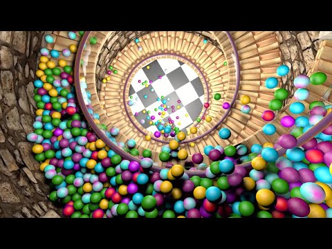 Balls on spiral stair 2020// Blender Eevee and Cinema4D  Rigid body simulation