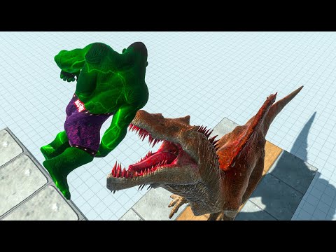 Slow Motion Giant Spinosaurus Eats Feeds - Animal Revolt Battle Simulator ARBS